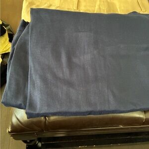 Two pairs of 100% linen pants the really good linen, one beige, one navy blue,